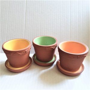 Candle Holders PartyLite Terra Cotta Mini Garden Pots Votive Trio RARE Retired